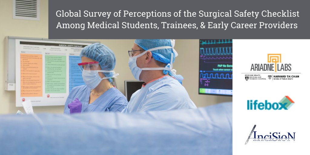 New research from Ariadne Labs in collaboration with @SaferSurgery (#Lifebox) and @InciSioNGlobal shows that clinical exposure to @WHO Surgical Safety Checklist helps to promote its future use among early career providers via @WorldJSurg. Learn more → bit.ly/3bDsyc4