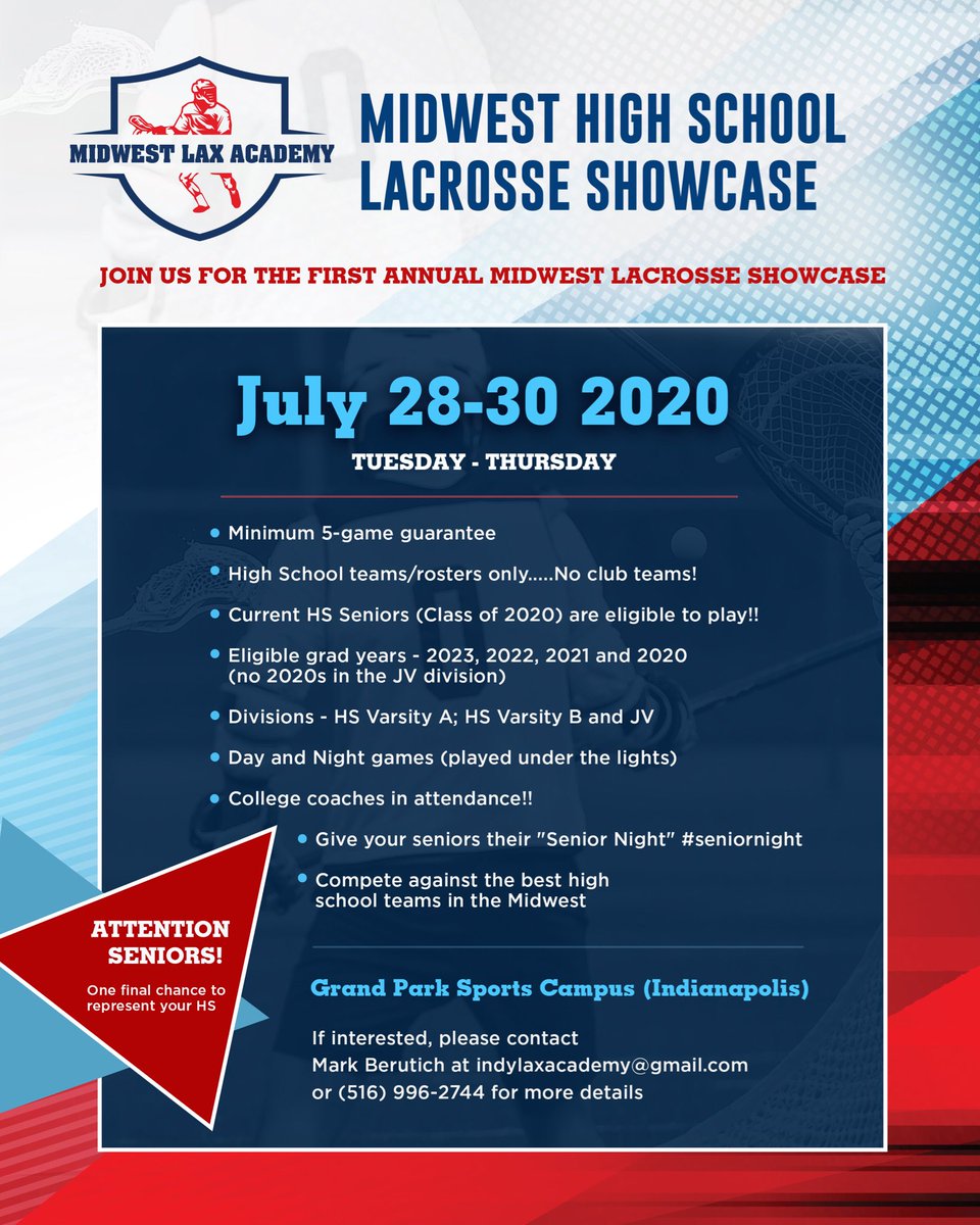 Humbled by the reaction to our MHSLS event. The response from the Midwest lax community &amp; coaches has been incredible! We are thrilled to be able to offer this HS-team only event in light of this pandemic &amp; so many cancelled HS seasons. #SeniorNight ⁦@mfwchi⁩
