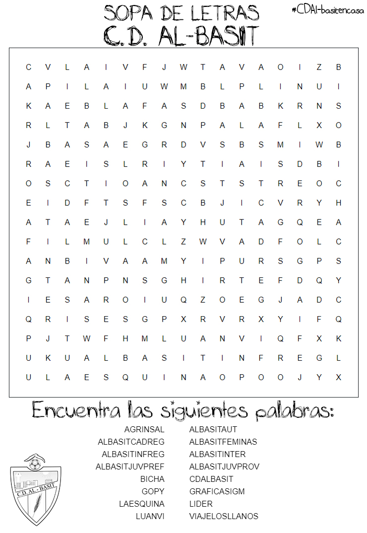 EscuelaAlBasit's tweet photo. ¡¡¡SOPA DE LETRAS!!!
Encuentra todas las palabras 🧐🖤🤍🖤
C.D. AL-BASIT

¡Vamos peques!
#CDALBASITENCASA
#YoMeQuedoEnCasa 🏠 https://t.co/QRRaupeU1k