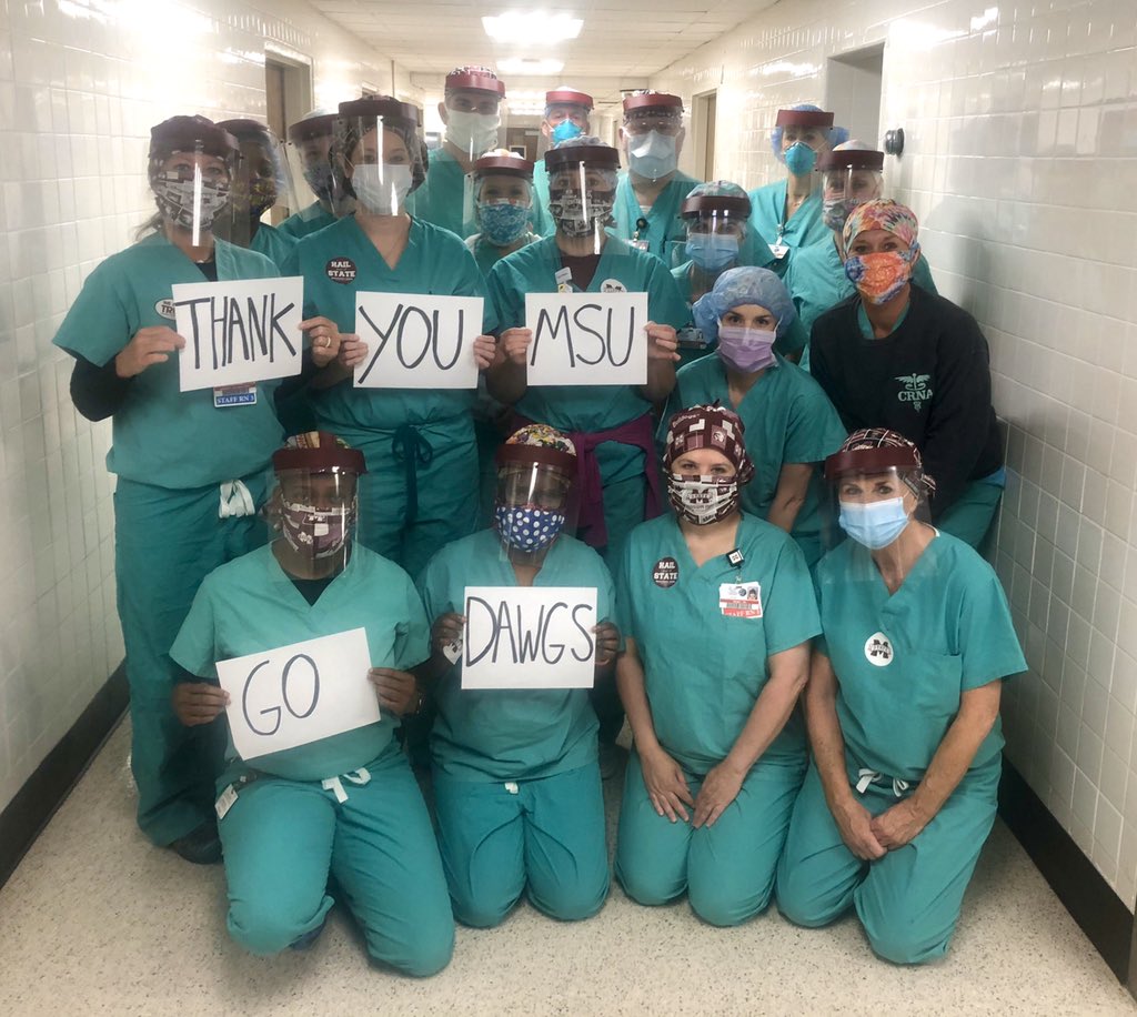 msstatemeridian's tweet photo. MSU faculty use 3D printers to produce face shields for Meridian medical personnel at Anderson Regional and Rush Health Systems. #StateProud 

Read the full story here: https://t.co/lDWYihyxa1 https://t.co/qaiSLFPDD4