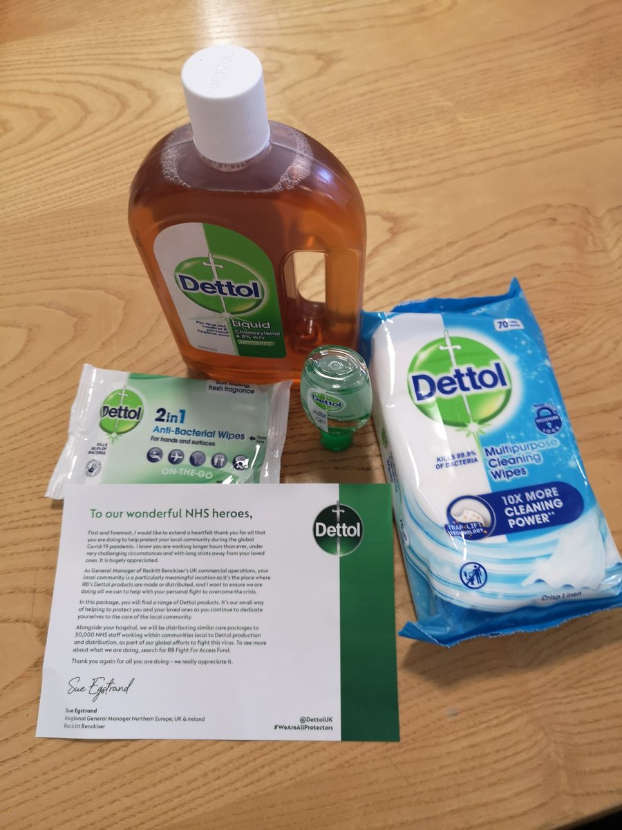 A massive thank you to <a href="/discoverRB/">Reckitt</a> for giving these products to all staff at across Nottingham University Hospitals @TeamNUH
So so proud of my sister <a href="/jennyhanning/">Jenny Hanning</a> who is working so hard for <a href="/discoverRB/">Reckitt</a> whilst juggling two young children at home 👏
