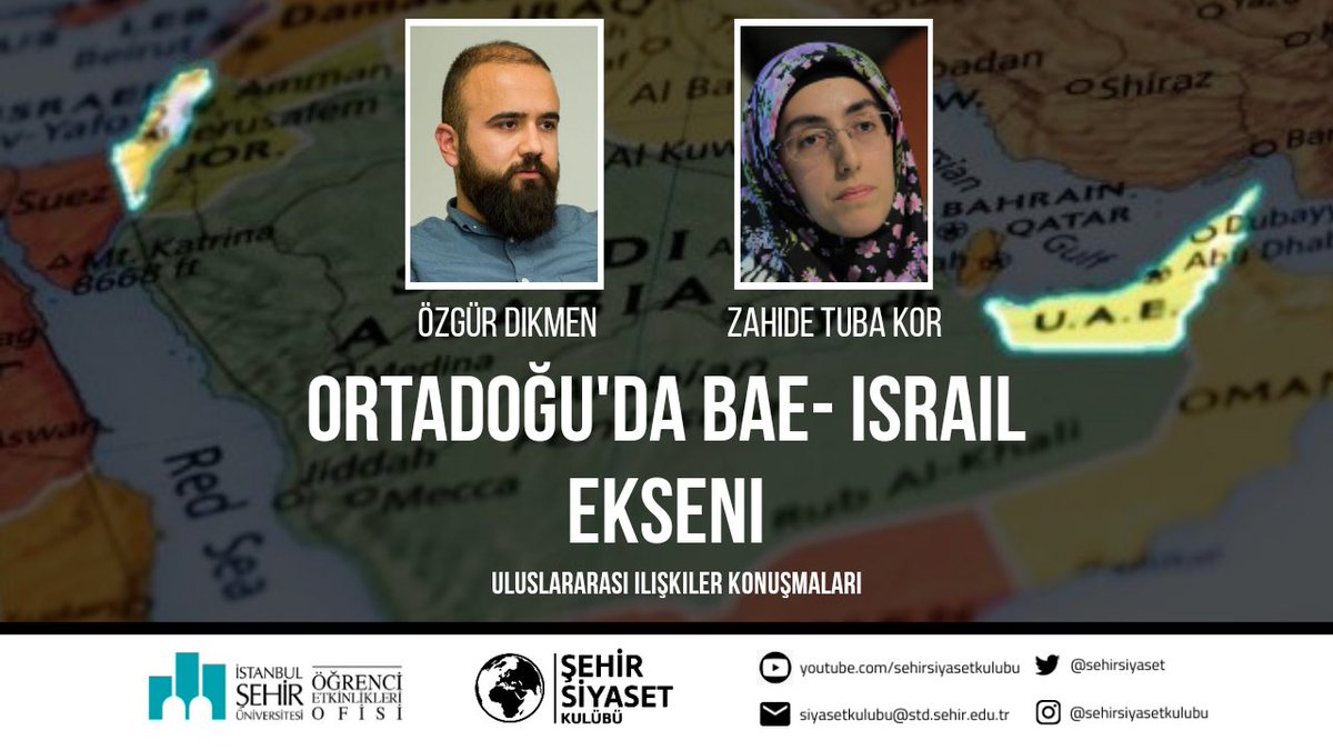 İkinci canlı yayın etkinliğimizde "Ortadoğu'da BAE-İsrail Ekseni" başlığıyla Özgür Celaleddin Dikmen (<a href="/ozgurcelaleddin/">Özgür Celâleddin</a>) ve Zahide Tuba Kor (<a href="/ztkor/">Ortadoğu Günlüğü</a>) hocalarımızı dinledik.

Yayınının kaydına aşağıdaki bağlantıdan ulaşabilirsiniz.

youtube.com/watch?v=ou67LS…
