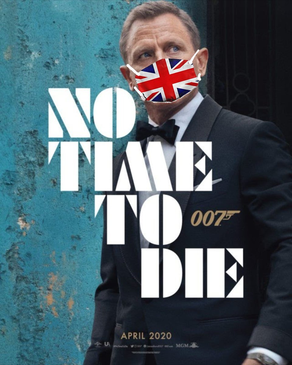 People need to start taking this pandemic seriously and wearing their masks in public! James Bond doesn't have time to die. James Bond wears his mask in public.  Be like James Bond 007.  Wear your masks like good boys and girls since you have no time to die as well. 😎