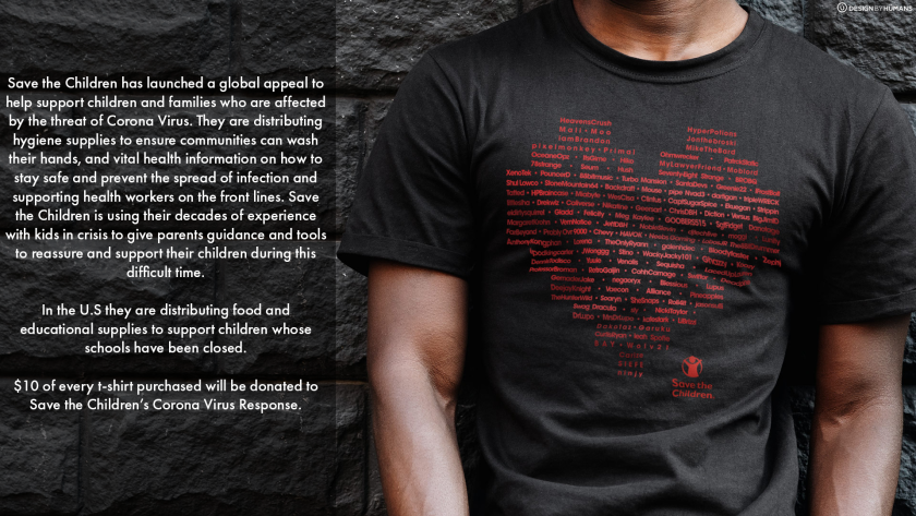 AyyItsChevy's tweet photo. Design By Humans has teamed up with Save the Children and designed this awesome 8-bit Heart t-shirt where $10 of EVERY t-shirt sold, goes to Save The Children's Corona Virus Response! 

Order yours here: https://t.co/8Nbpg6H127 

Who's that smack dab in the middle :D https://t.co/ZwybAv0y3A