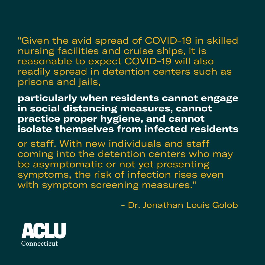 On April 20, included in our federal lawsuit were affidavits from medical and public health experts like Dr. Gotlob.  https://www.acluct.org/sites/default/files/01-1_exhibit_a_acluct_complaint.pdf