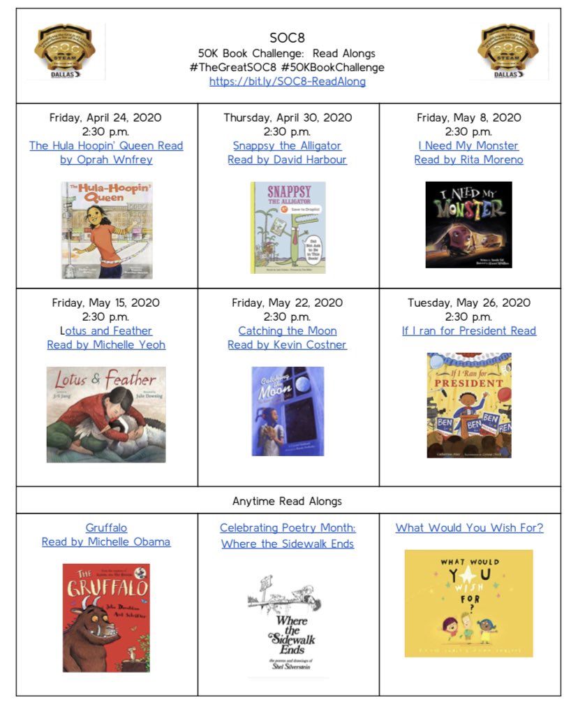 will be adding this book challenge starting this Friday! #GoogleClassroom #zoomclass #TheGreatSOC8 #50KBookChallenge #ReadAlongs #DISD #DallasISDAtHome #3rdGradeRocks 🤓