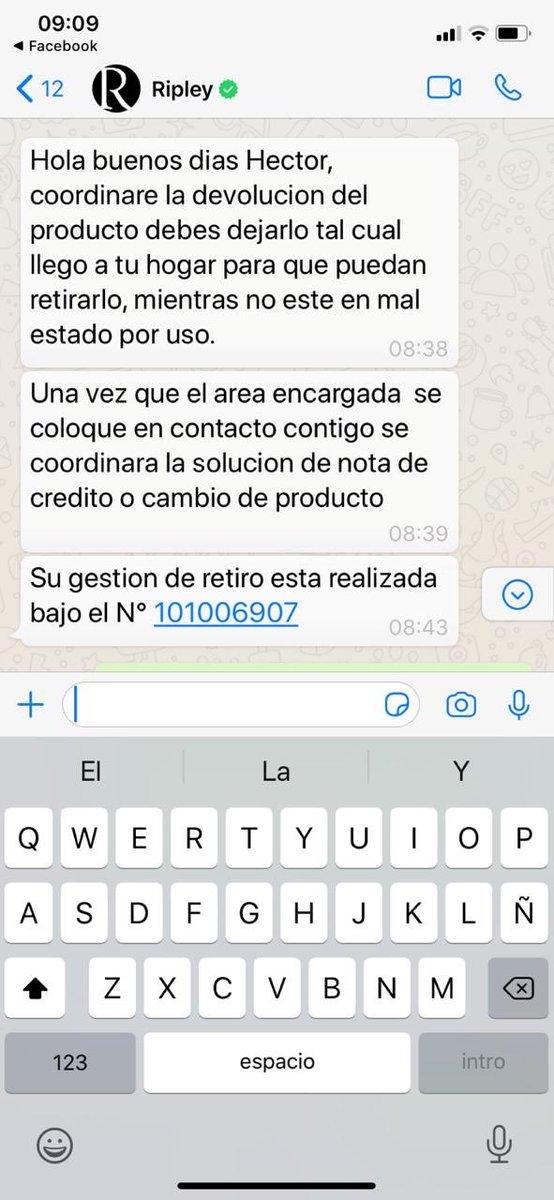 hcereceda's tweet photo. @RipleyChile estimados he tratado de hacer devolución de un producto,, todavía no le contactan para la@devolución del pedido. Adjunto chat con lo indicado por ejecutivo. https://t.co/PNjvlKdCVH