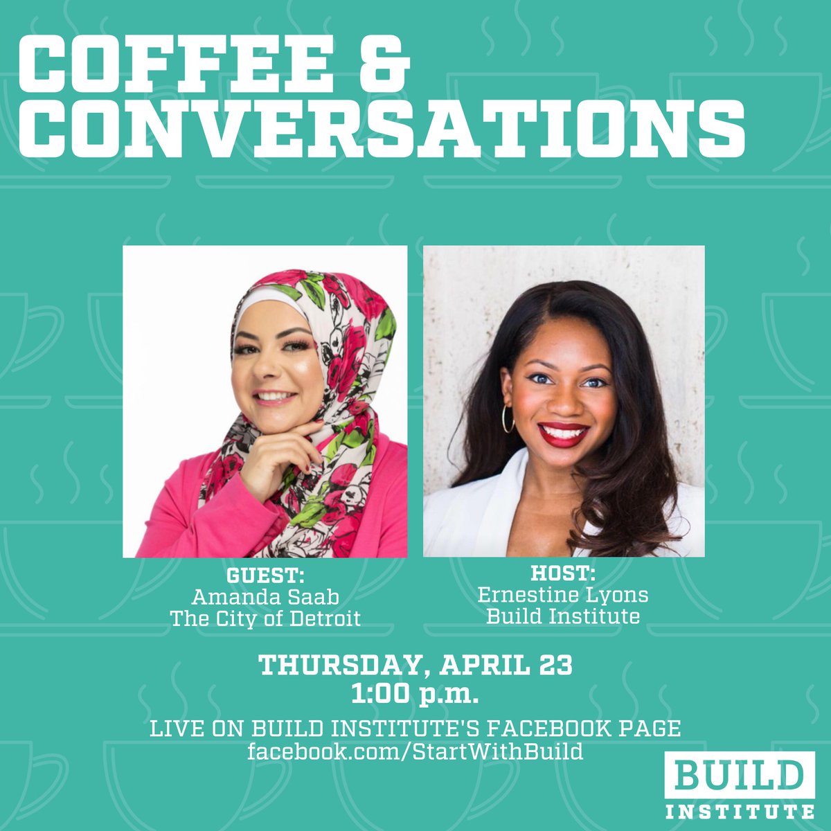 StartWithBuild's tweet image. Coffee &amp;amp; Conversations hosted by Ernestine Lyons, Build Cities Manager.

Grab your coffee (or tea), find a comfy spot, and join us as we introduce you to Amanda with The City of Detroit                                                                           #startwithbuild
