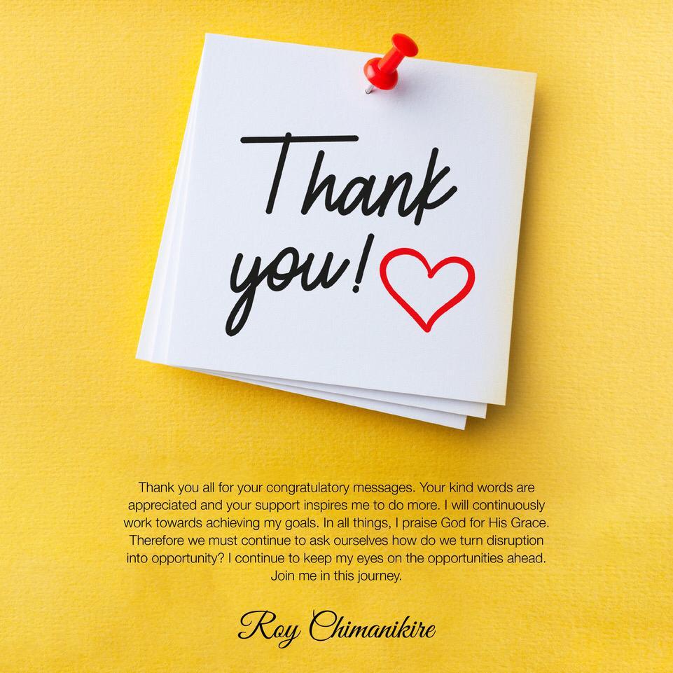 RChimanikire's tweet photo. Thank you for all the congratulatory messages. https://t.co/hlCIeJ9dfI