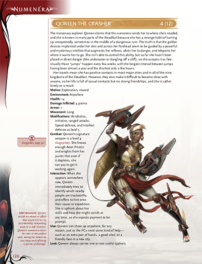 26/Or give them a full writeup with lots of info, like this NPC from the Ninth World Bestiary 3 from  @montecookgames:
