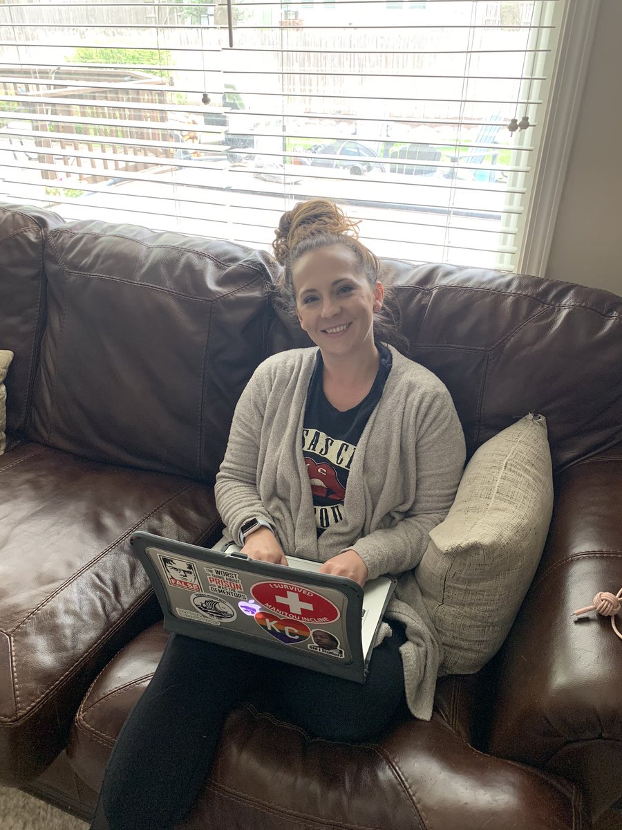 AnneStowers19's tweet photo. It’s day 3 of #SMWspiritweek and I’m just now finding out that I’m supposed to be half dressed up to work from home?! This is all you get, West. #StayAtHomeSMW #VikingStrong @SMWstuco https://t.co/dnN5SepLFe