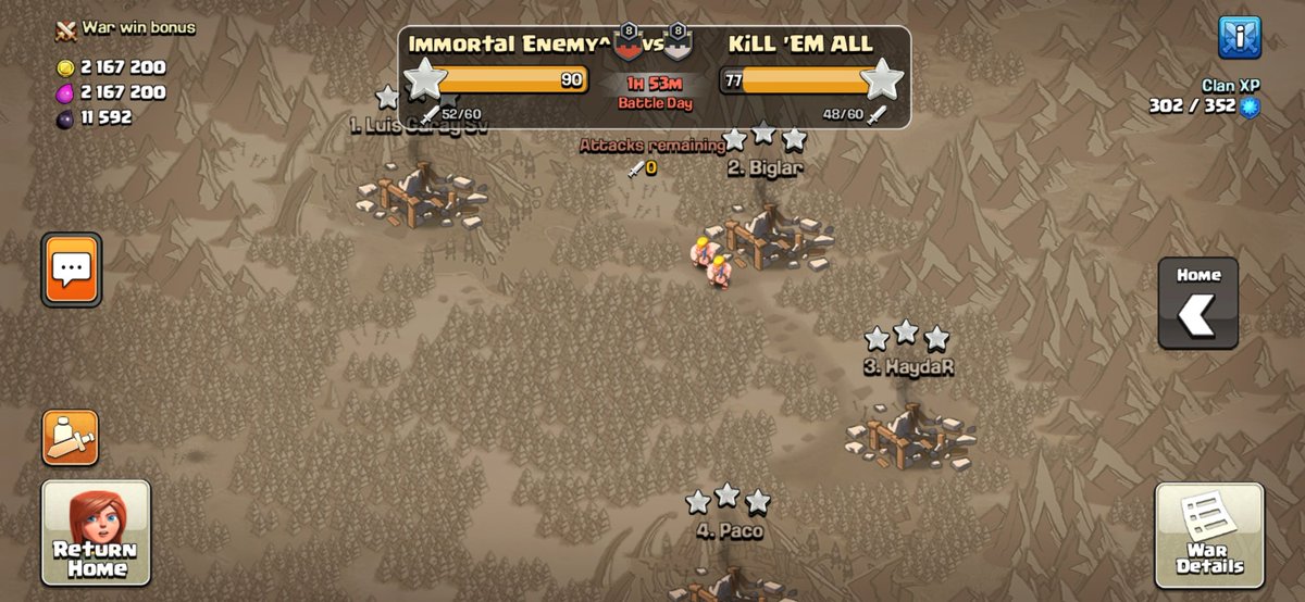 Gg, no sabía que las guerras mixtas eran tan fáciles 😅. Les gustaría que subiera algunos ataques de la guerra? 👀