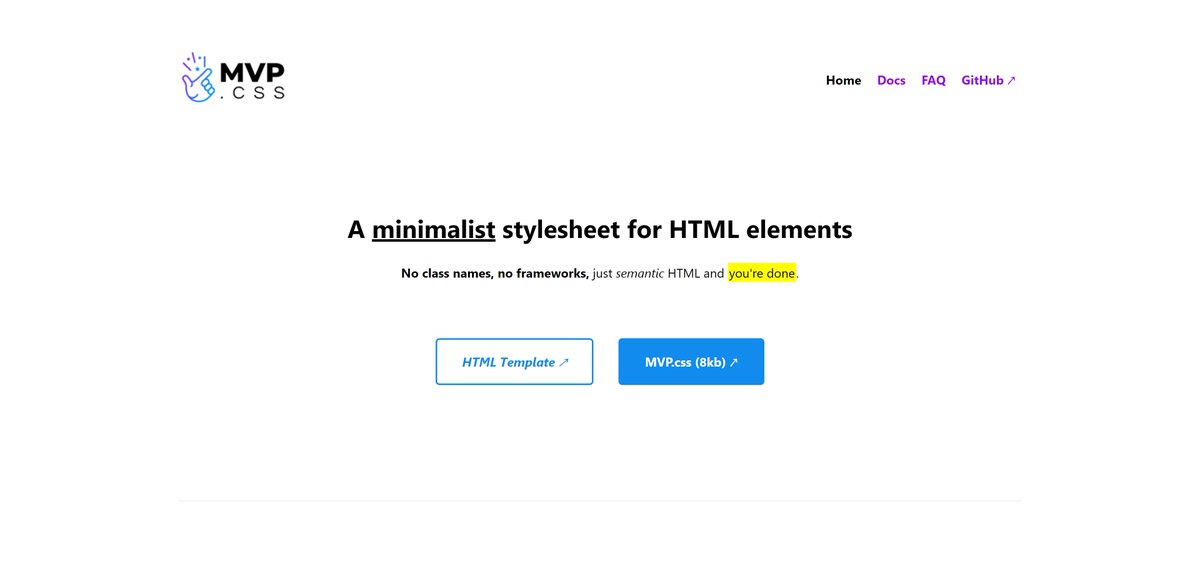 speckyboy's tweet photo. MVP.css – A minimalist stylesheet for HTML elements https://t.co/1TmzqsPDIL #CSS https://t.co/QJ85XTmjeK