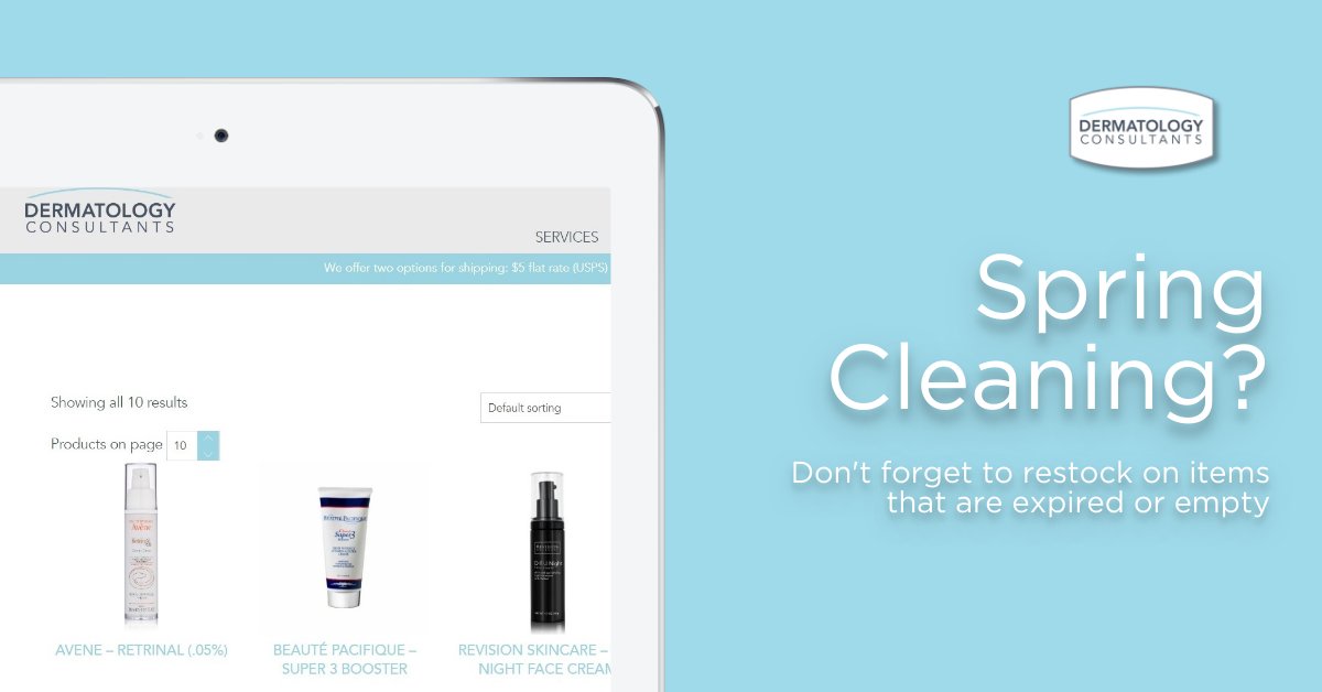 dermconsultants's tweet photo. With all this extra time on your hands, you're probably deep into spring cleaning. That should include checking the expiration dates on your skin care products. Need to restock? Our online store is open 24 hours a day. #Atlanta #ATL #Marietta #Covington https://t.co/uPC83ibikV https://t.co/YUhB9327Jb