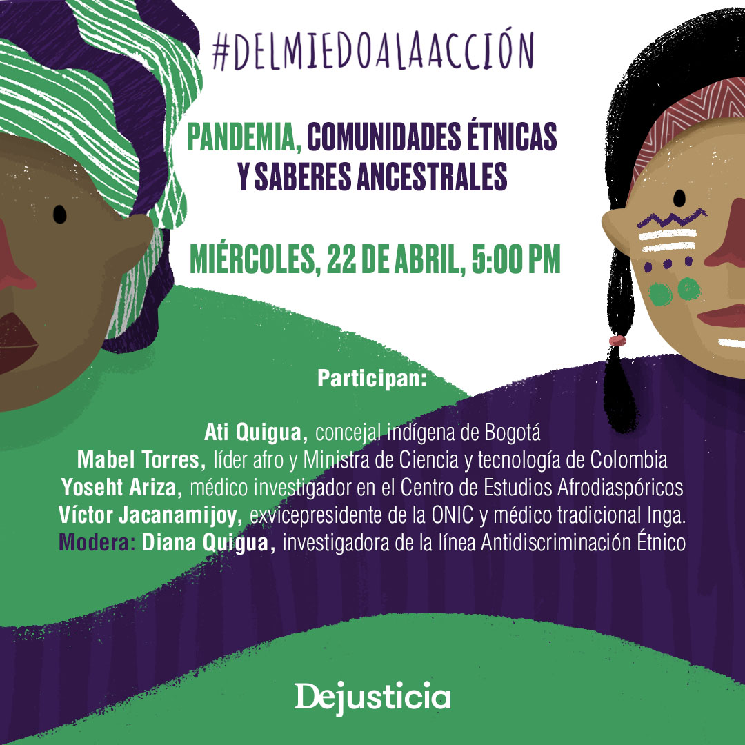 ConsultaPrevia2's tweet photo. Hoy a las 5pm (hora colombiana) acompáñanos en  una conversación sobre comunidades étnicas y saberes ancestrales en tiempos de pandemia. 
@VictorMorenoMin @aconcolombia @renacientes @AfrodesColombia @cnoa_afro @MovCimarron 
#Delmiedoalaaccion 
Link: https://t.co/la4kXpkAUs https://t.co/p8R0KDncp5