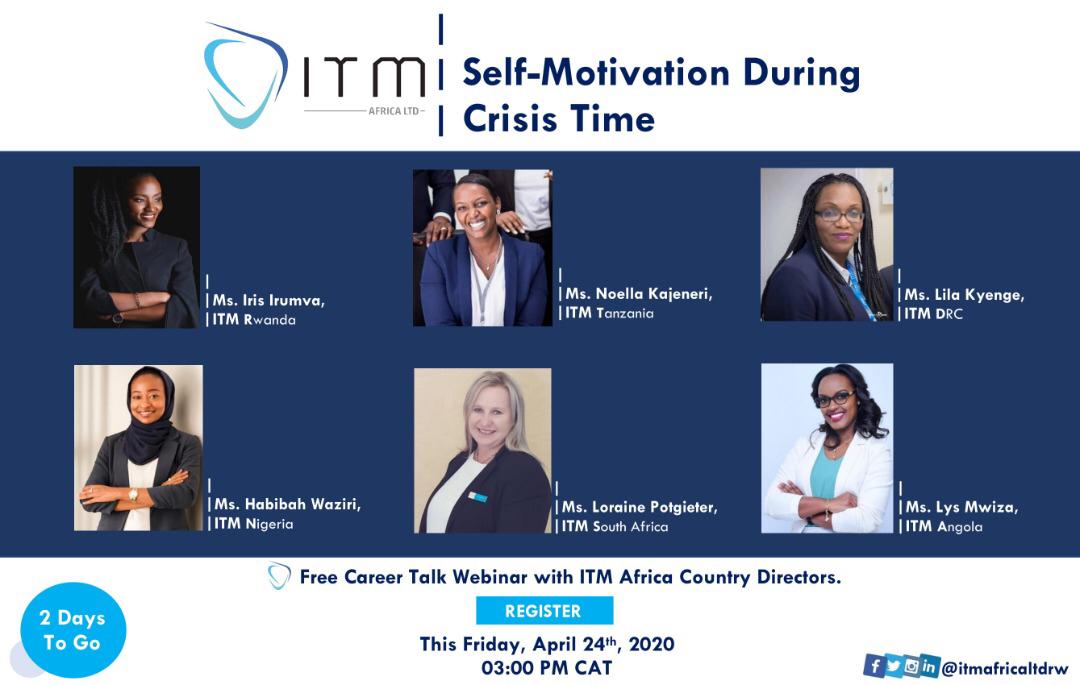 KatopeItm's tweet photo. #careerChat 
#FreeWebinar
Join the ITM Counry Mangers on Friday 15H00 CAT for a Free Career Talk Webinar. https://t.co/9qSfqPmoG7