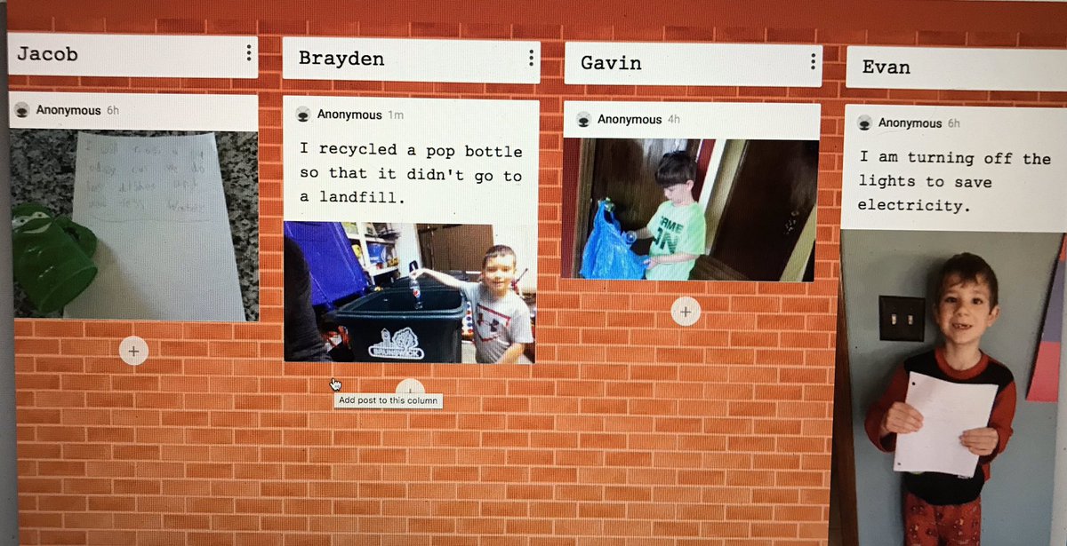 MissHawsGrade1's tweet photo. Happy Earth Day! 🌎 💙Great to see these kiddos share examples of different ways to help our planet! #EarthDay2020 #ReduceReuseRecycle @BCSDCrestview https://t.co/AFLYCqJB1t