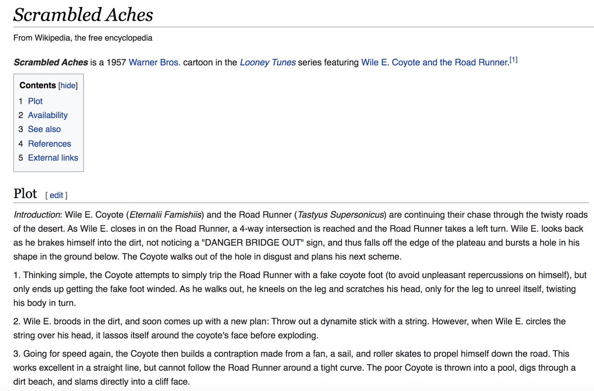Leor Hackel Whoever Wrote This Wikipedia Plot Synopsis Of A Wile E Coyote Cartoon Deserves A Medal Leor Hackel Whoever Wrote This Wikipedia Plot Synopsis Of A Wile E Coyote Cartoon Deserves A Medal