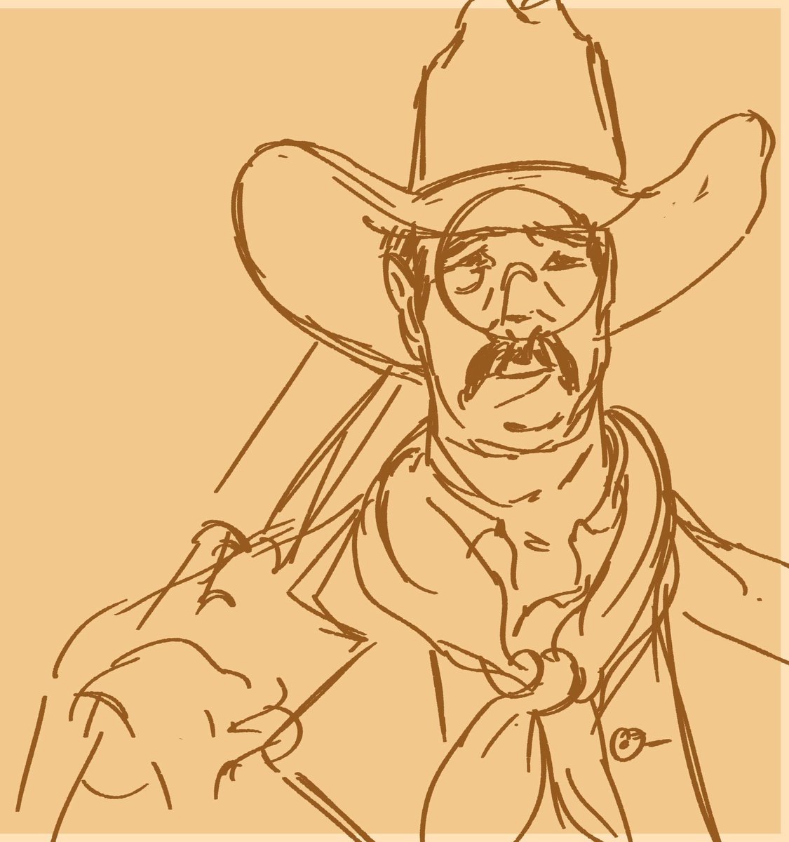 Used a reference photo from google, but this certainly turned out to look like Troy, one of my animation professors. I mean he does wear a cowboy hat everyday! 
#characterdesign #character #draw #drawing #sketch #sketching #doodle #doodling #cowboy