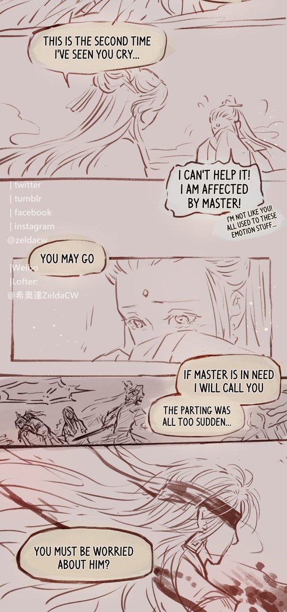 Silent Promise 【無聲的承諾】1/4
#忘情隨塵  (Un)ruffled by Emotion. Main story update. 

*Previous parts, see my twitter moment

#魔道祖師 仙器 劍靈 的故事
#MDZS sword &amp; instrument spirits' POV 