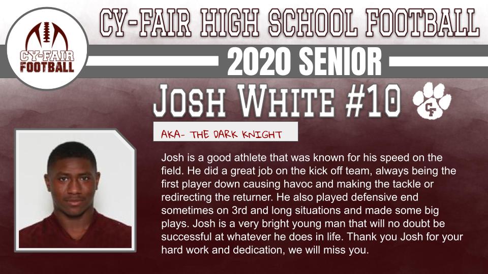 Class of 2020 Cy-Fair Bobcat Football
Dennis DelaCruz, Caleb Peavy, Kade Campbell &amp; Josh White! #BFND #CFHS2020