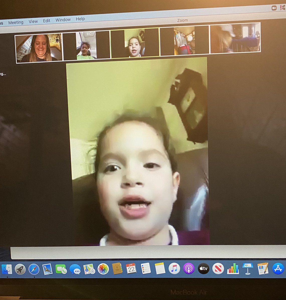 borntoteachk's tweet photo. Oh my heart! I had to smile to keep my tears from falling. These are some of the best kids in the world. We had a blast on our first Zoom meeting! #WEAREAYCOCK https://t.co/5hF6AatBQj