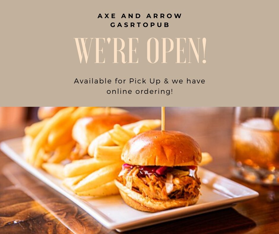 AxeArrow's tweet photo. Remember to take time to enjoy the things you loveβ¦like food to go from Axe & Arrow Gastropub. Check out our menu online, and order online for pick up! Click on the link to order online today πhttps://t.co/27CNYaS721
.
.
.
#AxeAndArrow #Bremerton #WashingtonEats https://t.co/Uj86jClEd3
