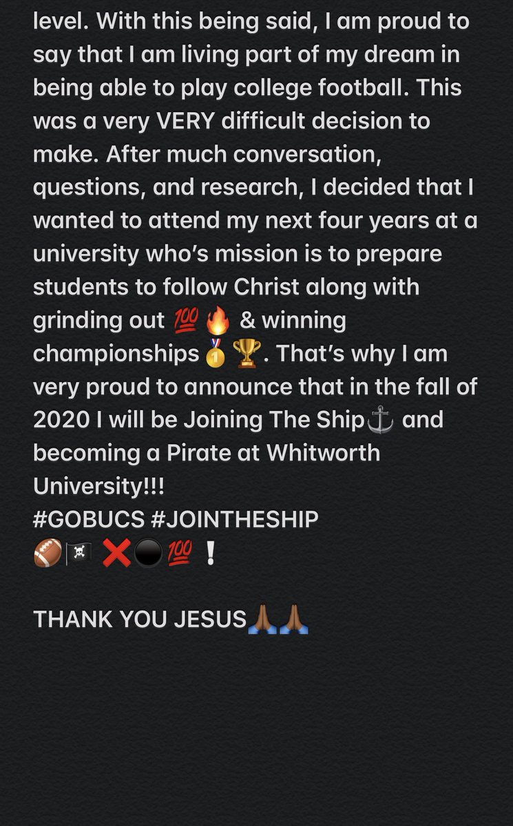 TilitiAdams25's tweet photo. Thank you Jesus!!🙏🏾💯🔥#GOBUCS #COMMITTED 
@WhitworthFB @coachsandberg @coachstanfield5 @duke_degaetano @IKolste17 @gobucs https://t.co/XupguRMS0Z