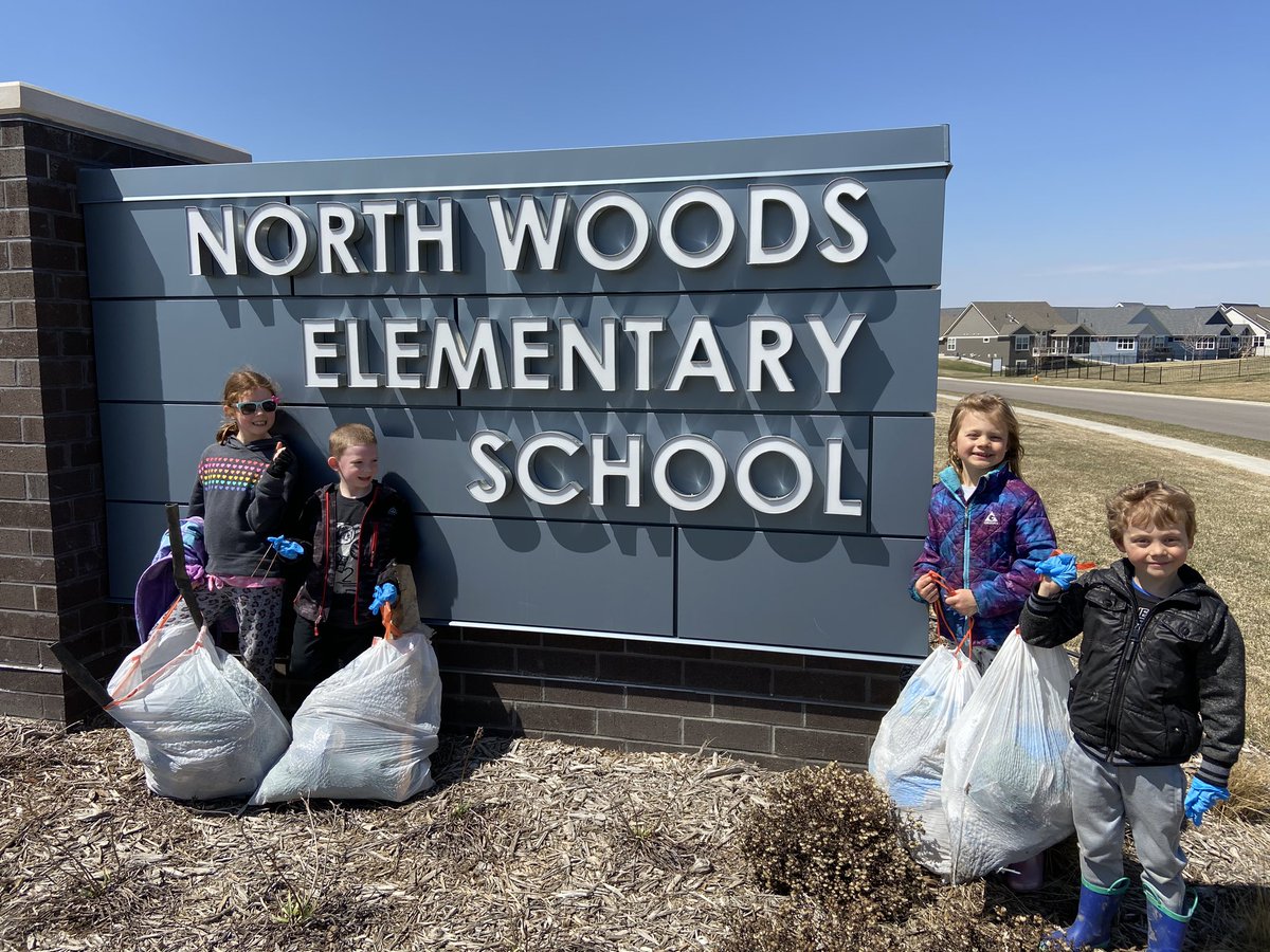 andyberanek's tweet photo. @NorthWoodsWPS Ariana, Chase, Riley and Logan picked up trash around the school this afternoon as part of an #earthday2020 project.  #northwoodswolves #packpride #bewellwayzata https://t.co/SdSOPbuDGi