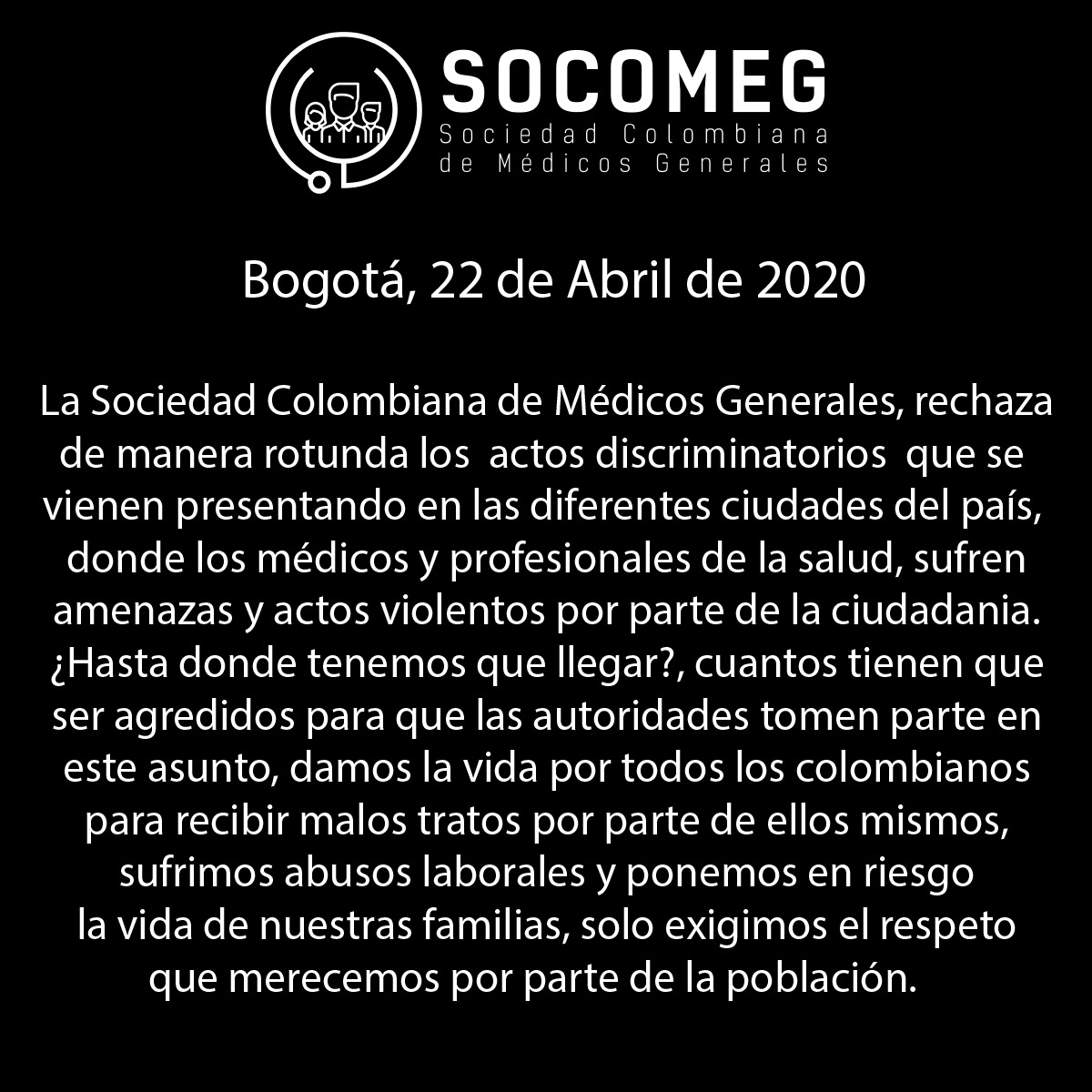 lasocomeg's tweet photo. Rechazamos rotundamente las amenazas de nuestros médicos generales colombianos!!! https://t.co/PGsbDDguFj