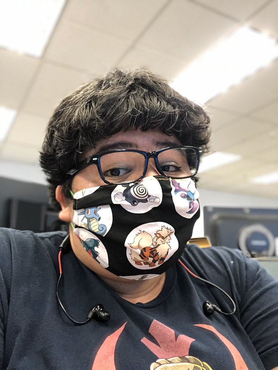 KinkyPonyArtz's tweet photo. Work selfie while I struggle to get my computer to work XD
Also wearing a mask I made last night. :3
#workselfiewednesday #selfie #work #facemaskselfie #pokΓ©mon https://t.co/Ewah8qV9Sn