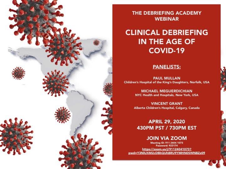 symon_ben's tweet photo. Clinical debriefing in age of #COVID19 w ⁦@feedback_is_key⁩ ⁦@learn_remember⁩ and Paul Mullen.  Thx ⁦@debriefacademy⁩ #FOAMsim https://t.co/9HHLZF2LKs