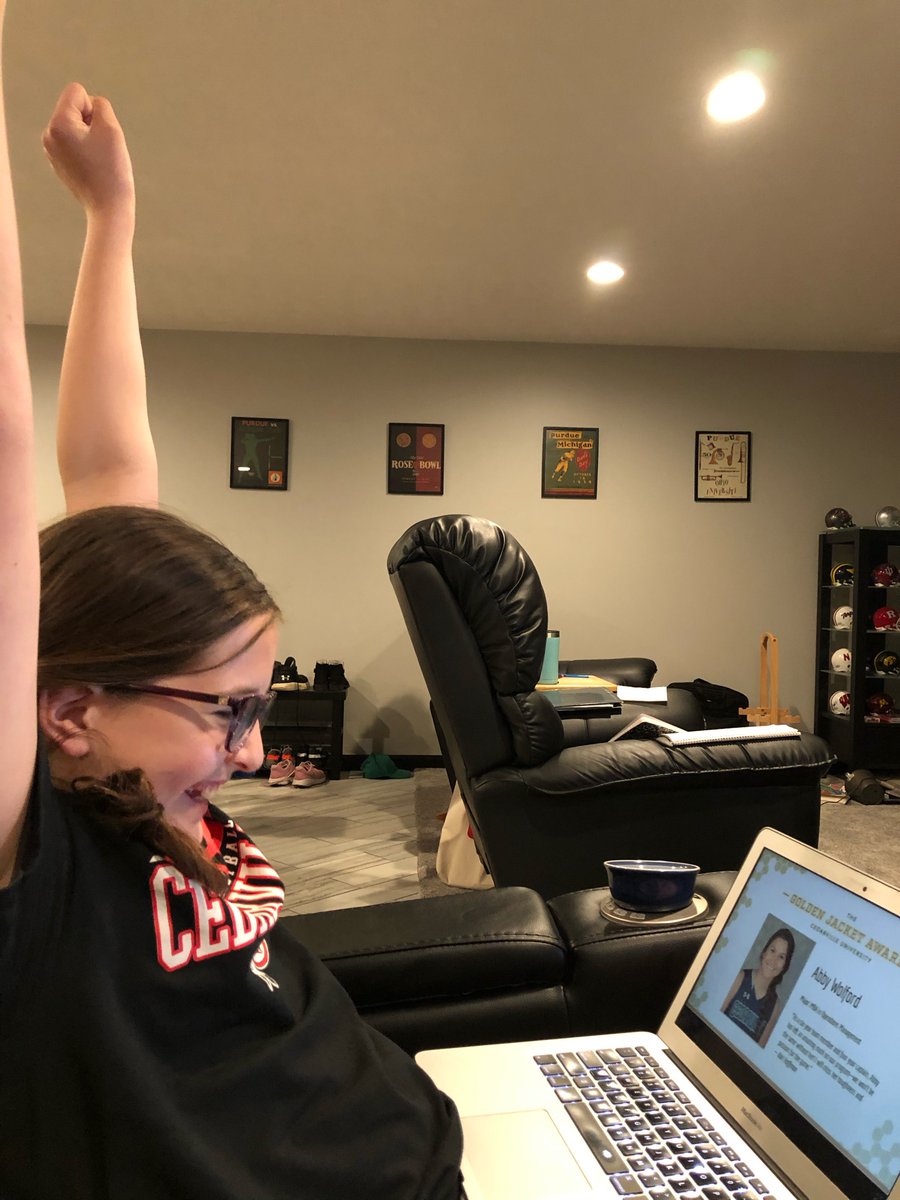 TimCary's tweet photo. @CUJackets @CedarvilleWBB’s biggest fan is giving a virtual cheer for the senior class during tonight’s #GoldenJackets awards! @abbycadabby54 @cam_peek @anna_kdefilippo https://t.co/jCgIMjpEeF
