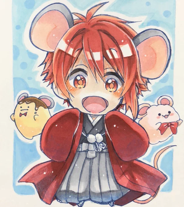 今年の年賀状に描かせていただいたやつちょい載せ(1枚撮り損ねた)? 