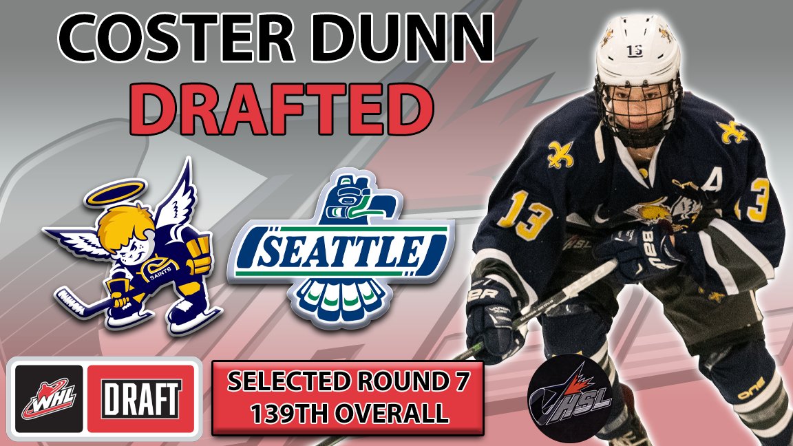 Congratulations to Hockey Super League &amp; <a href="/SaintsPrep/">Saints Pro Hockey Academy U17 Prep Team</a> forward Coster Dunn on being selected 139th overall in the 7th round of the #WHLBantamDraft to the <a href="/SeattleTbirds/">Seattle Thunderbirds</a>!