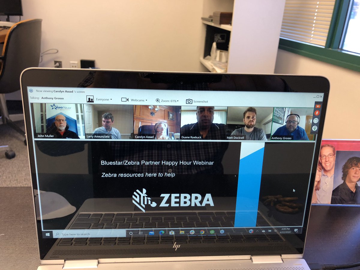 Having a great time at our Virtual Happy Hour during complicated times. Thanks to <a href="/Think_BlueStar/">BlueStar US</a> <a href="/ZebraTechnology/">Zebra Technologies</a>