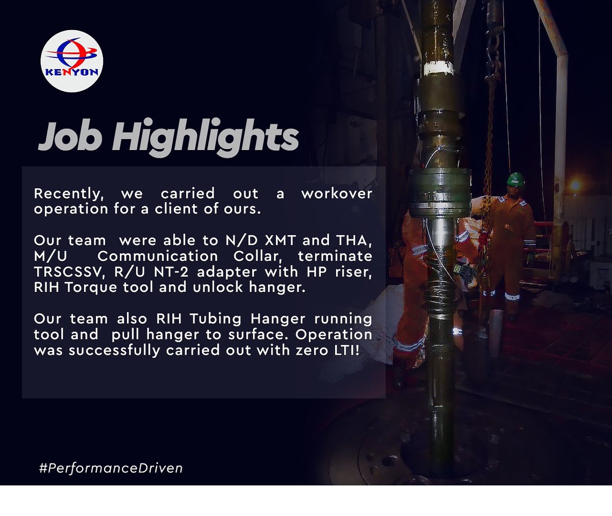 We_are_Kenyon's tweet photo. Recently, we carried out a workover operation for a client of ours.
#WeAreKenyon #WellHeadExperts #WorkOverOperations
#TubingHanger #Client #NippleDown #ZeroLTI #Quality #ZeroLTI #PerformanceDriven https://t.co/Pvf8Rv4KW9