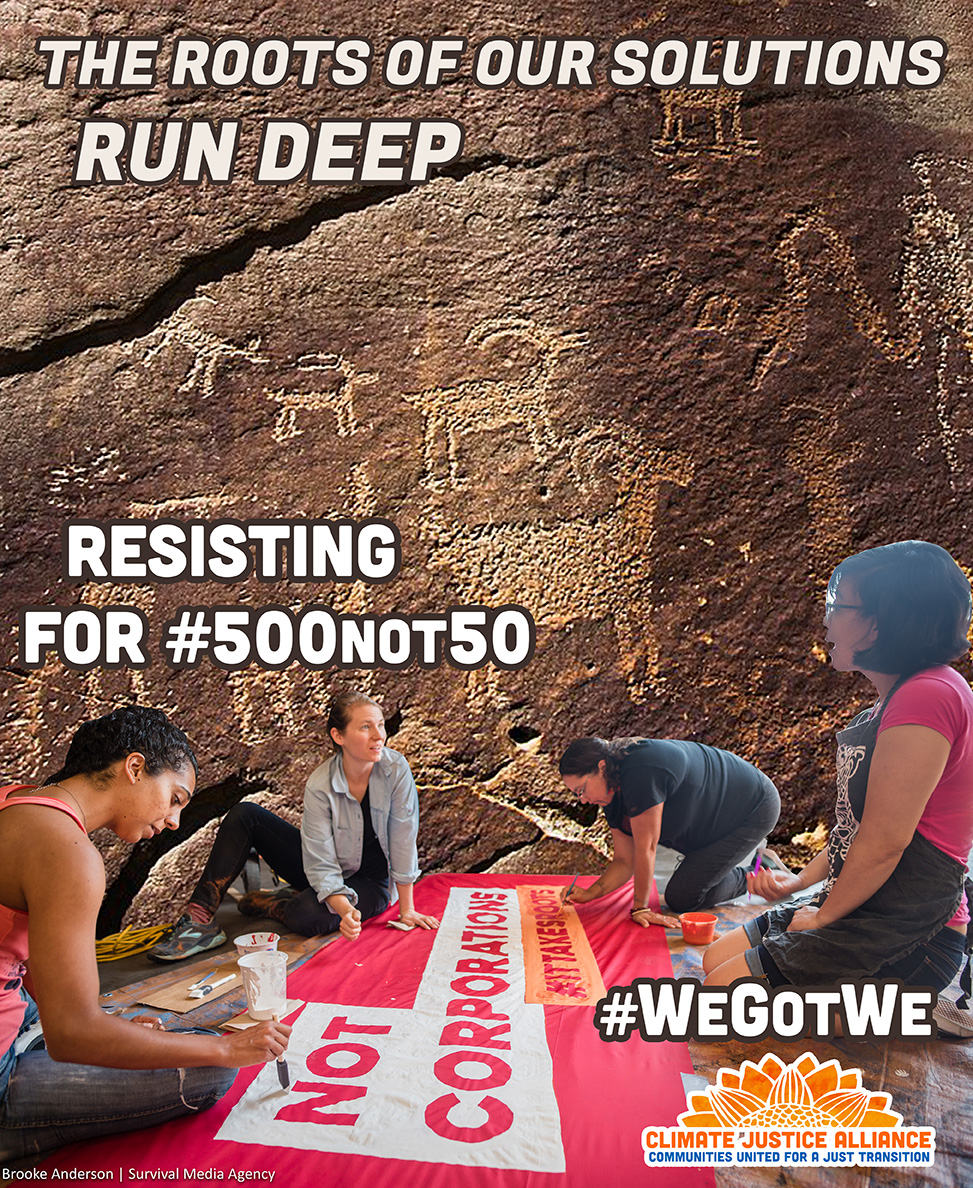 CJAOurPower's tweet photo. #WeGotWe The Roots of Our Solutions Run Deep. Resisting for #500not50
From the petroglyphs at Nine Mile Canyon, to the #Sol2Sol banner painting build, art has always been important to our communities! https://t.co/CnkWtECajP