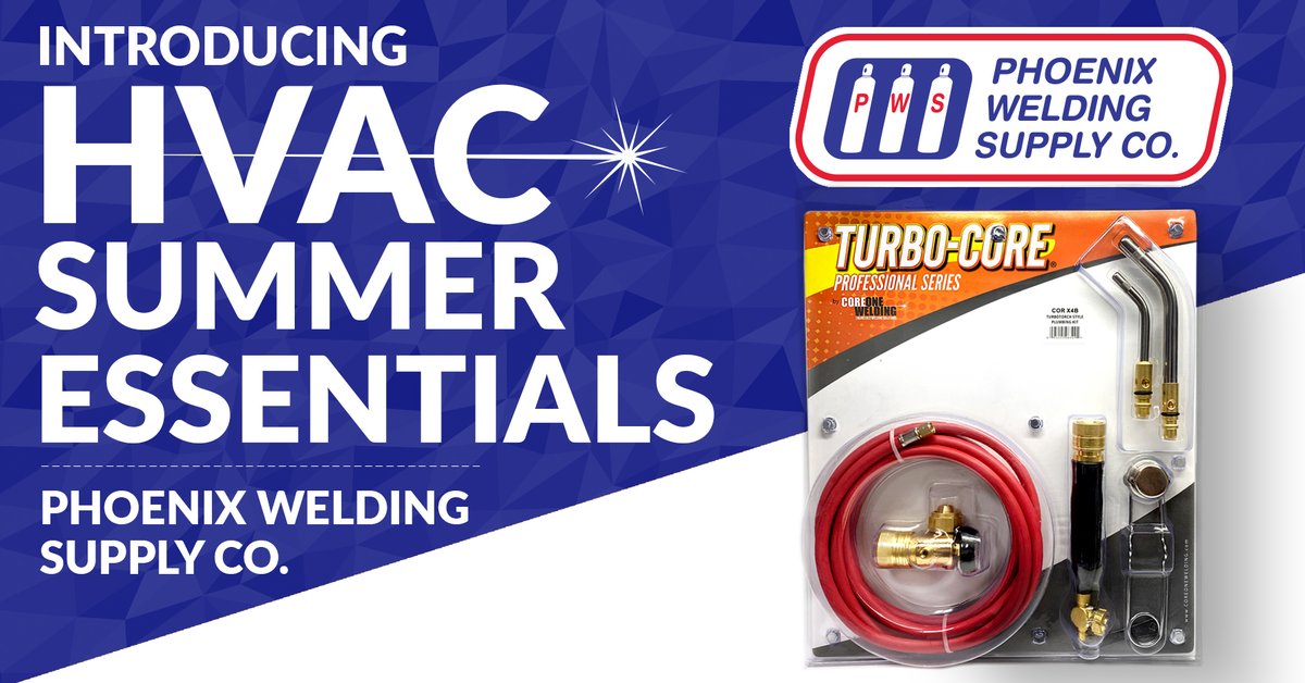 phxwelding's tweet photo. Phoenix Welding Supply Co. would like to 
Introduce #HVAC SUMMER ESSENTIALS

Visit one of our 8 locations in #ARIZONA for
Premium quality #brazing and #soldering kits, torches, tips, handles, hoses, gauges, for HVAC and #plumbing industry professionals. #TURBOCORE https://t.co/Ez6EDfdkiX