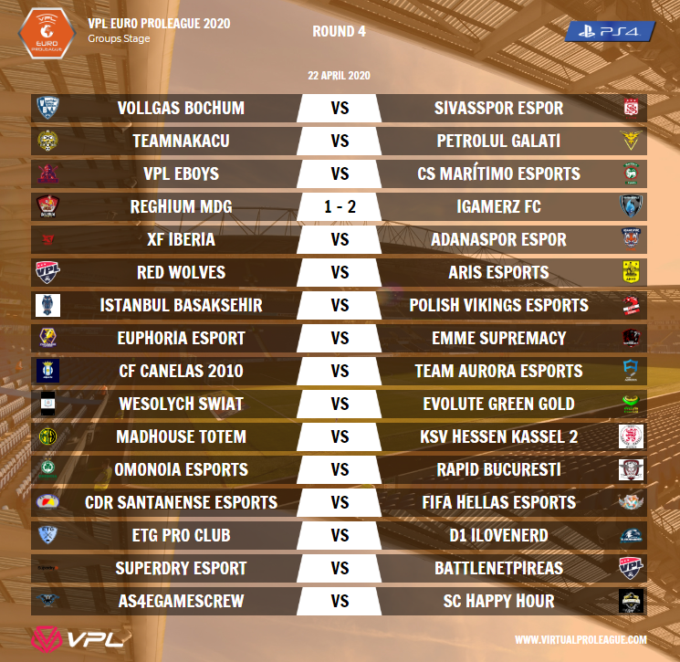 VPLeurope's tweet photo. |#PS4|Round 4
🔷VPL Champions League: https://t.co/XMgLuHShxM
🔶VPL Euro Proleague: https://t.co/Ln6s7TY3iR
#virtualproleague #vplglobal #11vs11 #esports #proclub #VF20 #VirtualFootball20 https://t.co/zVljCqIOb5