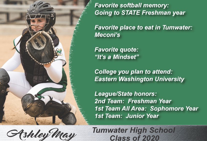 tumh2ofastpitch's tweet photo. Today we honor you, @ashley24may 💚💪🏼 Thank you for everything you’ve given to Tumwater Fastpitch 💛 We will miss your witty humor and exceptional homerun power 💣#weloveourseniors #birdsforlife https://t.co/DJIRJ5hqa3