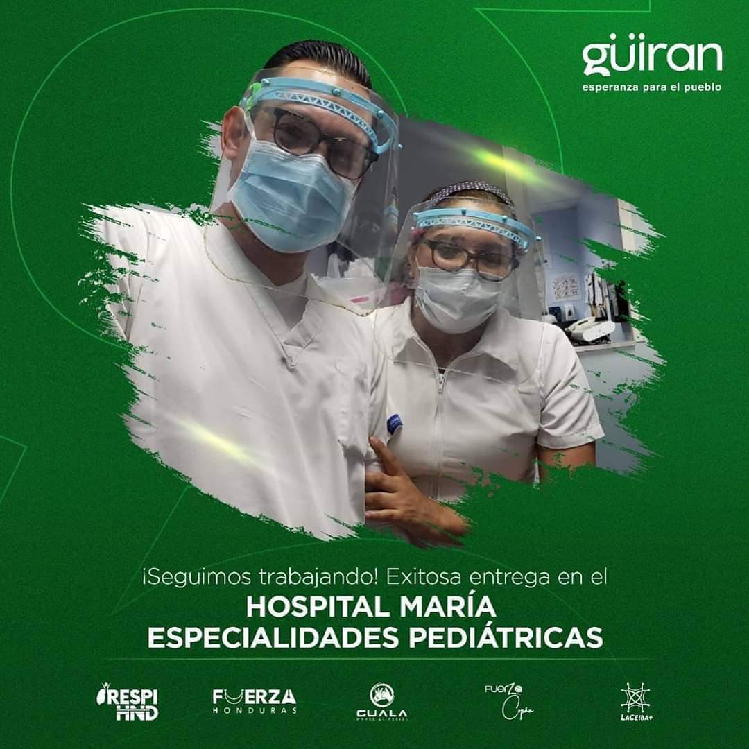 Un significativo donativo de escudos faciales fue recibido con mucha alegría por parte del personal médico del Hospital María Especialidades Pediátricas en #Tegucigalpa. Gracias a sus donativos y el esfuerzo de nuestros voluntarios seguimos trabajando. #Honduras #Guiran