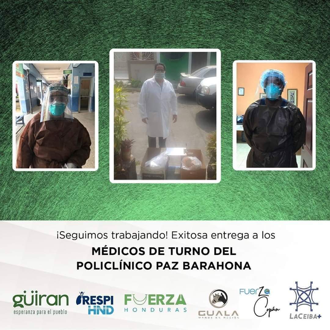 Lunes de buenas noticias ¡y de mucha solidaridad! Se han entregado 70 escudos faciales al personal médico de turno de la Policlínica Paz Barahona en el Barrio Medina en #SanPedroSula #honduras🇭🇳