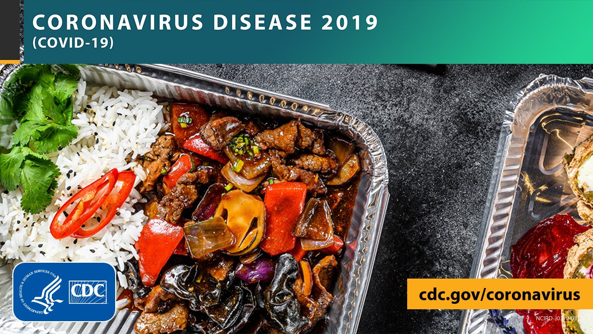 CDCgov's tweet photo. Help prevent #COVID19 when ordering and accepting delivery food. Order &amp; pay online or by phone, have the delivery person leave items in a safe spot outside your home, &amp; wash your hands after bringing in items. https://t.co/qOJIH3XUI5 https://t.co/p3YPZYt8Cu
