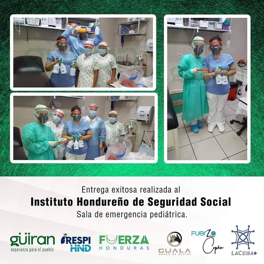 Una nueva jornada y seguimos llevando más donativos a todo el país. El Instituto Hondureño de Seguridad Social en su Sala de Emergencia Pediátrica recibieron escudos faciales #honduras🇭🇳