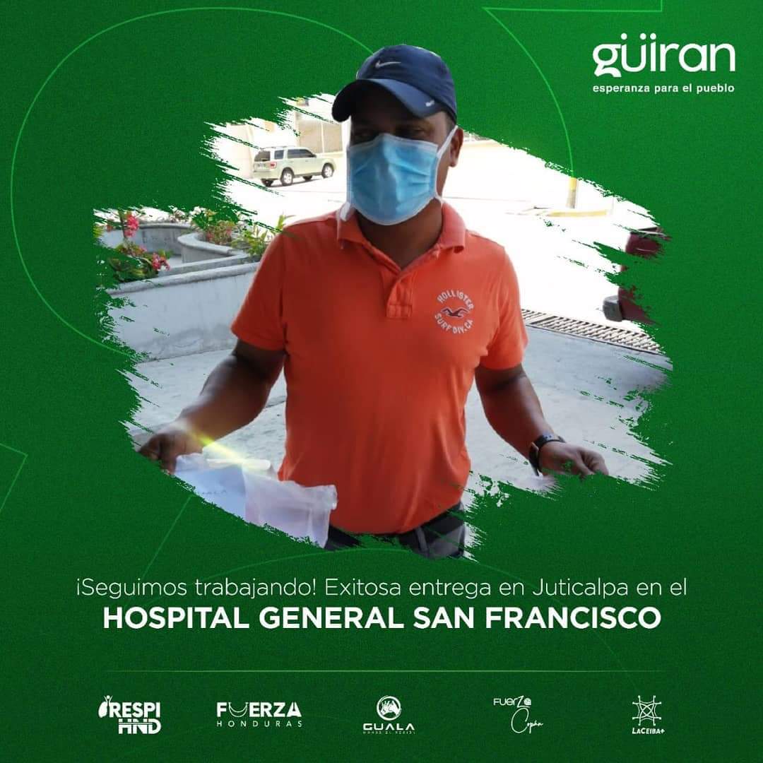 ¡La entusiasta labor de nuestros voluntarios sigue recorriendo el país! El personal del Hospital General San Francisco en la ciudad de #Juticalpa, recibió sus escudos faciales #Guiran #Honduras