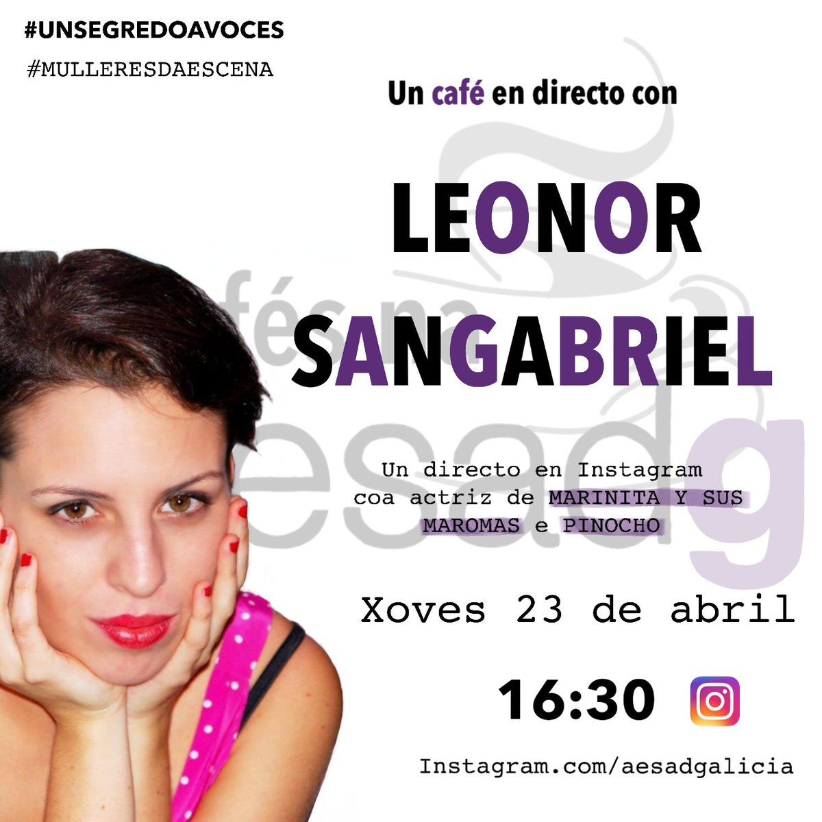 Seguimos coas actividades ligadas ó noso movemento #UNSEGREDOAVOCES.
O próximo café o tomamos con <a href="/LeonorSangabrie/">Leonor Sangabriel</a> !