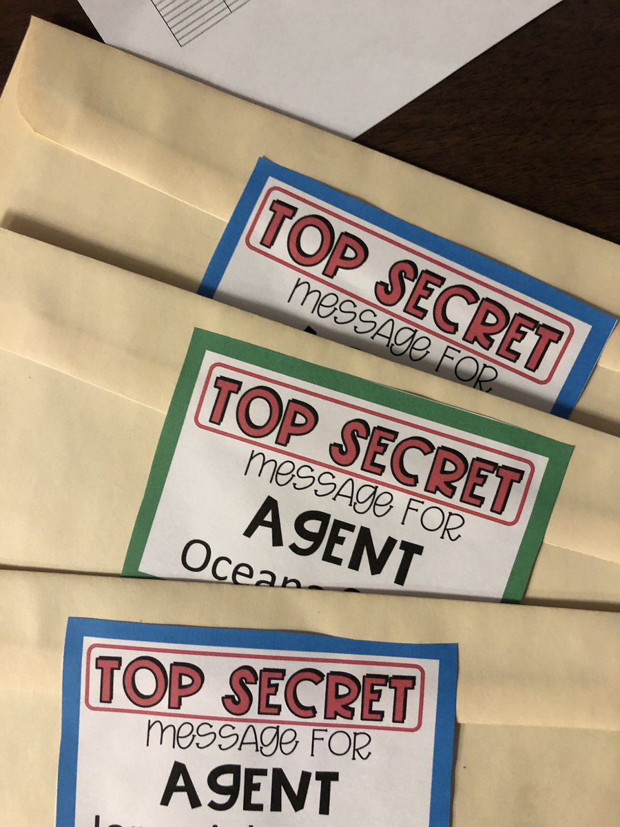 TeacherBrooke4's tweet photo. Sending out some top secret mail for our special 2nd grade agents! Students will crack the code to find their secret message! #distancelearning #educurrentissues  #community #snailmail #happymail #tpt https://t.co/DfALrlVJO0