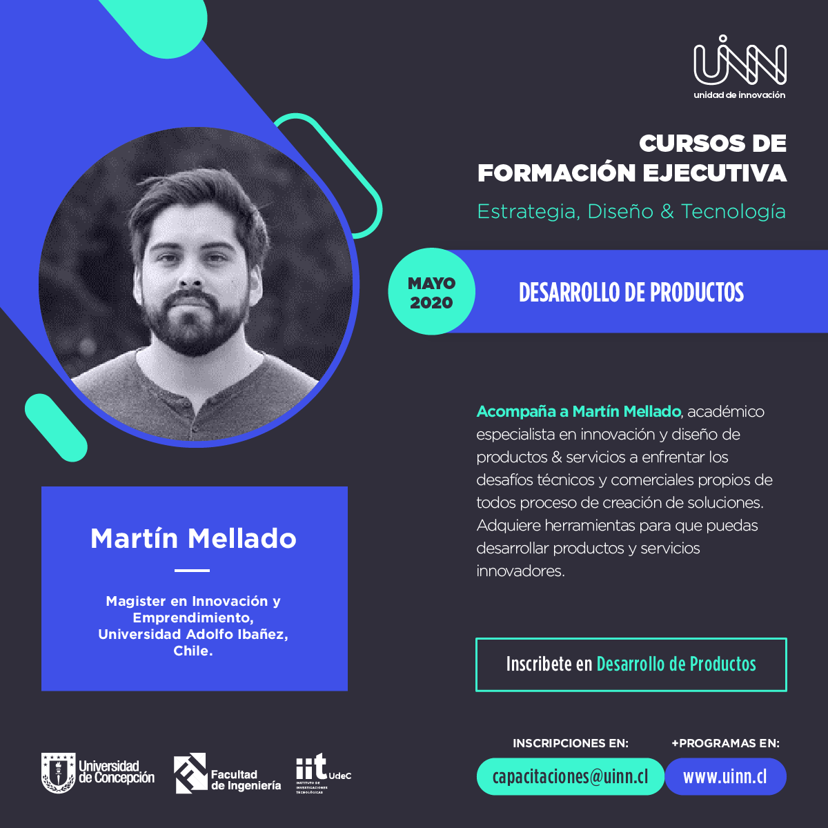 UINNUdeC's tweet photo. Aprende junto a Martín Mellado a diseñar y gestionar procesos de desarrollo de productos y servicios innovadores para tu empresa. Inscríbete en nuestro curso: Desarrollo de productos.
Revisa más información sobre el programa en: https://t.co/OdwaFabLrH https://t.co/lodGI5gBiZ