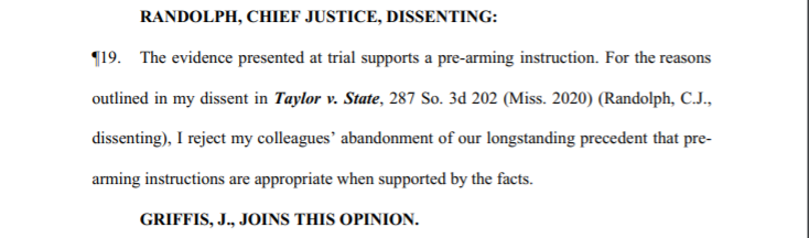  Justice Randolph and now-Justice Griffis (also Republican) continue to dissent on this point.  https://courts.ms.gov/Images/Opinions/CO144209.pdf